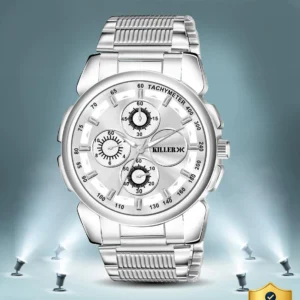 KILLER Premium Quality Round White Dial and Silver Chain foatch