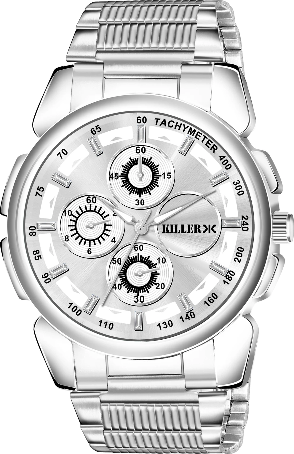 KILLER Premium Quality Round White Dial and Silver Chain foatch