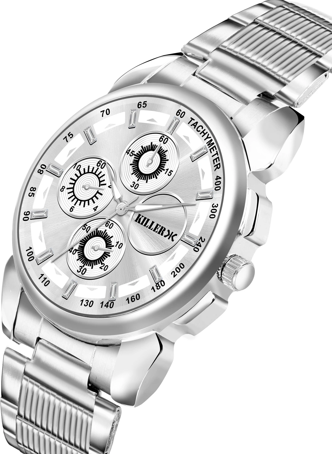KILLER Premium Quality Round White Dial and Silver Chain foatch
