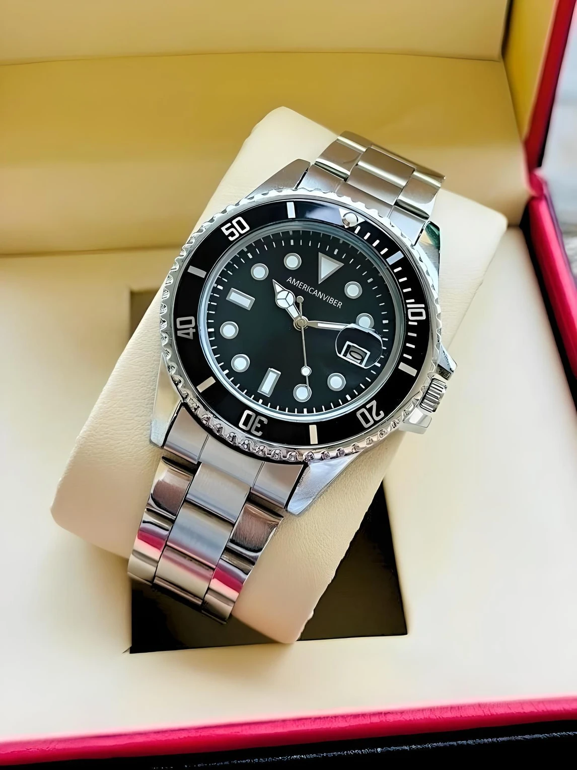 Americanviber Adjustable Free Size Lock Date Function watch