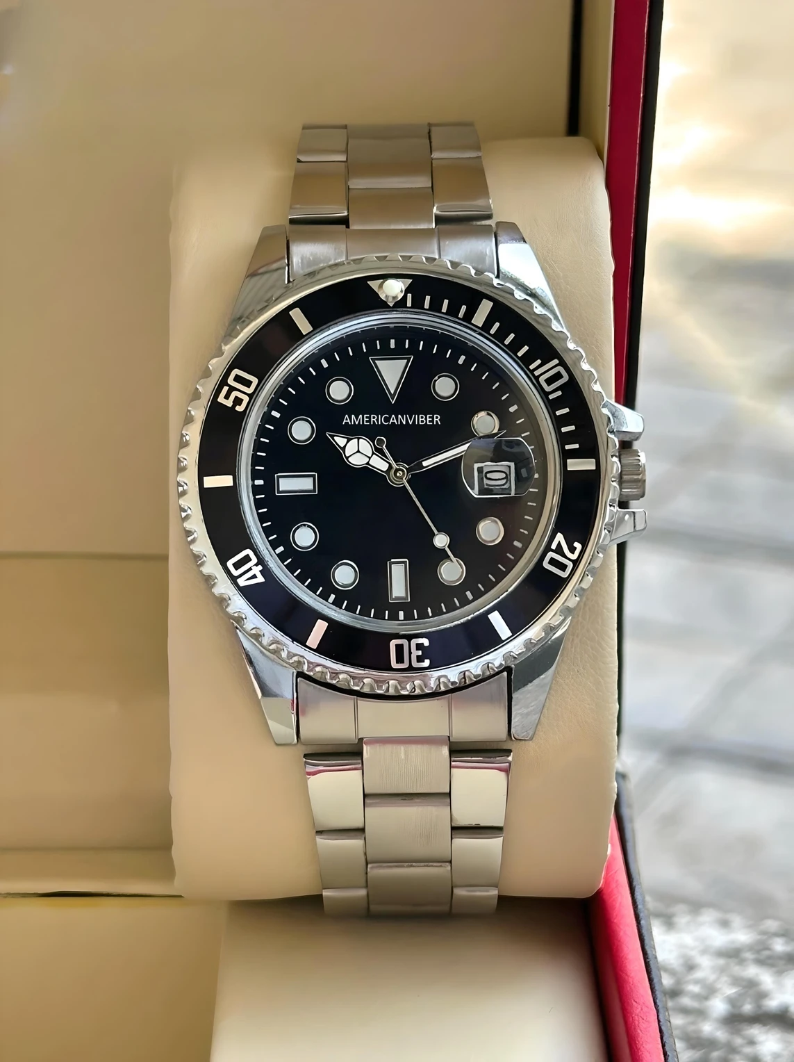 Americanviber Adjustable Free Size Lock Date Function watch