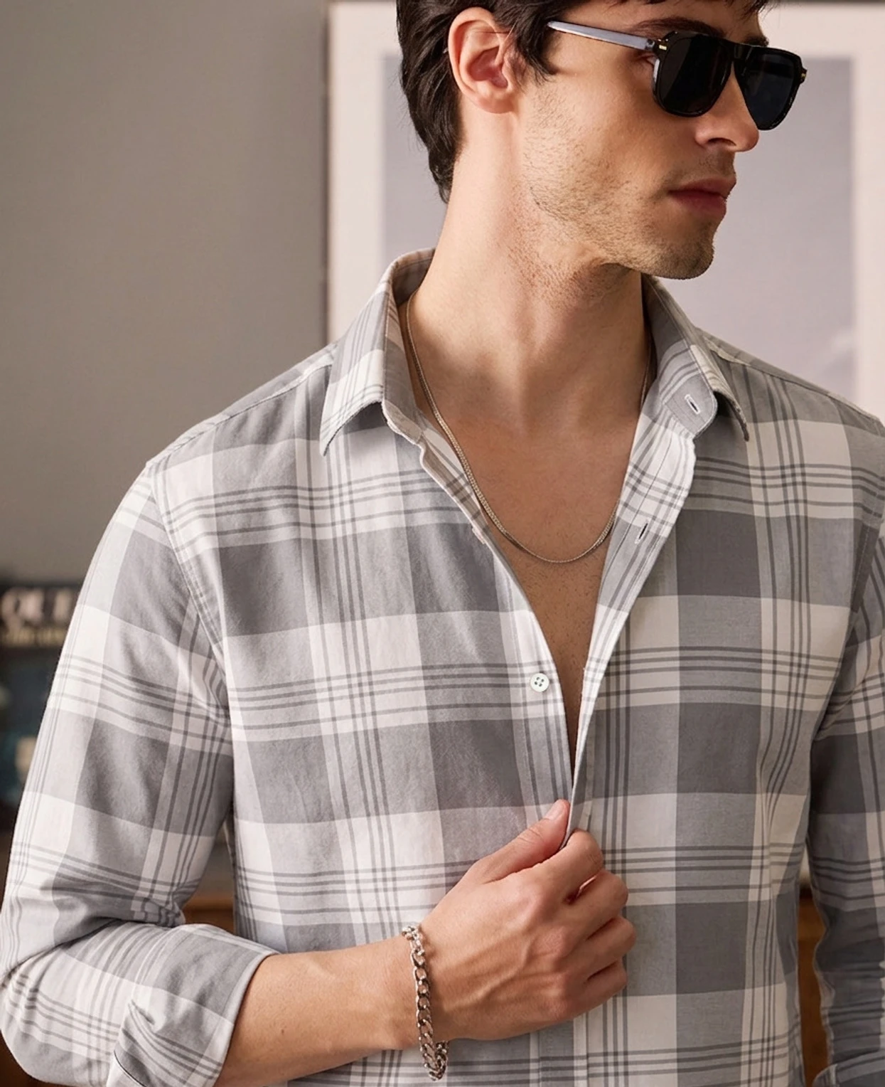 SHIRTZONE Men Slim Fit Checkered Spread Collar Casual Shirt